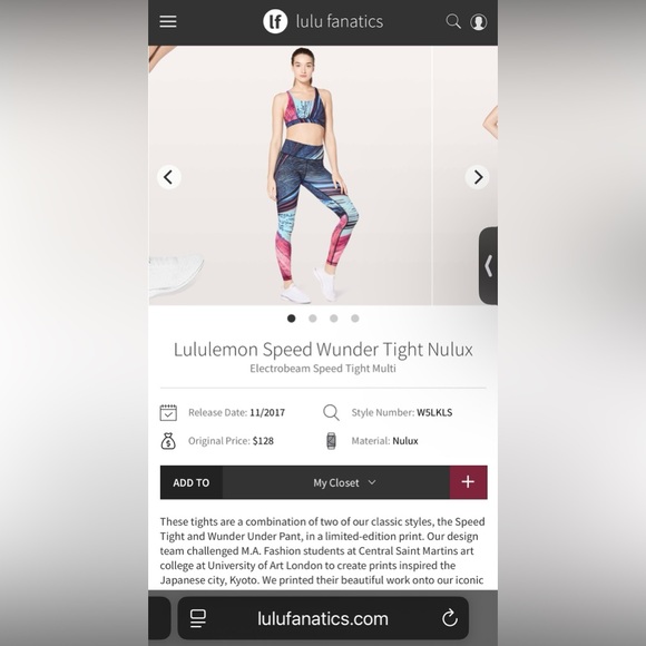 lululemon athletica Pants - Lululemon Electrobeam speed wunder tight Nulux Leggings. Size 10. Inseam 26”